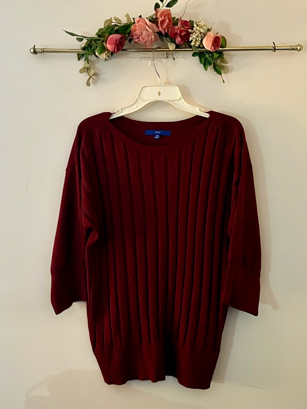 Apt. 9 Ribbed Crew Neck Sweater - Burgundy